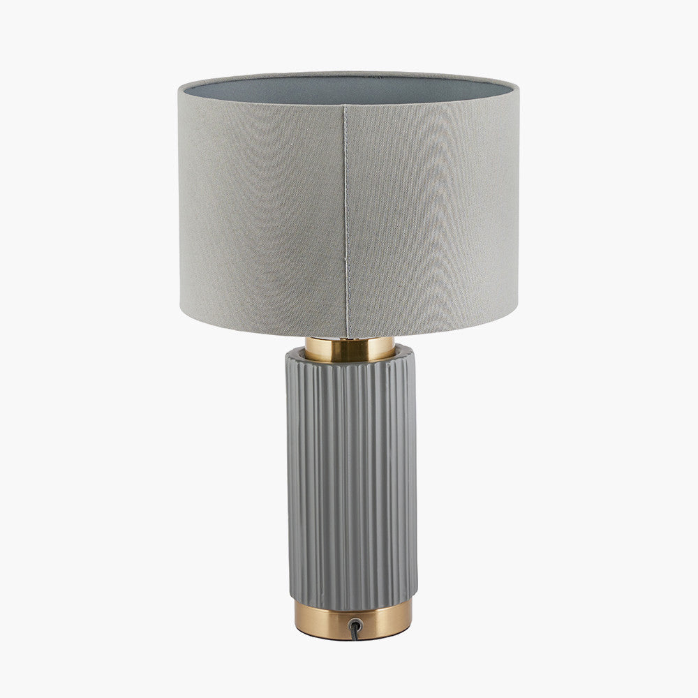 Ionic Grey Textured Ceramic & Gold Metal Table Lamp